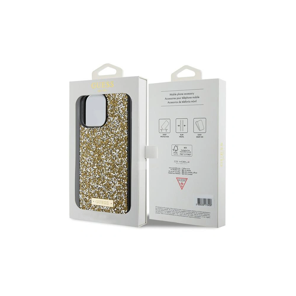 Etui Guess GUHCP15XPFGSBSD Apple iPhone 15 Pro Max hardcase Rhinestone Metal Logo żółty/yellow