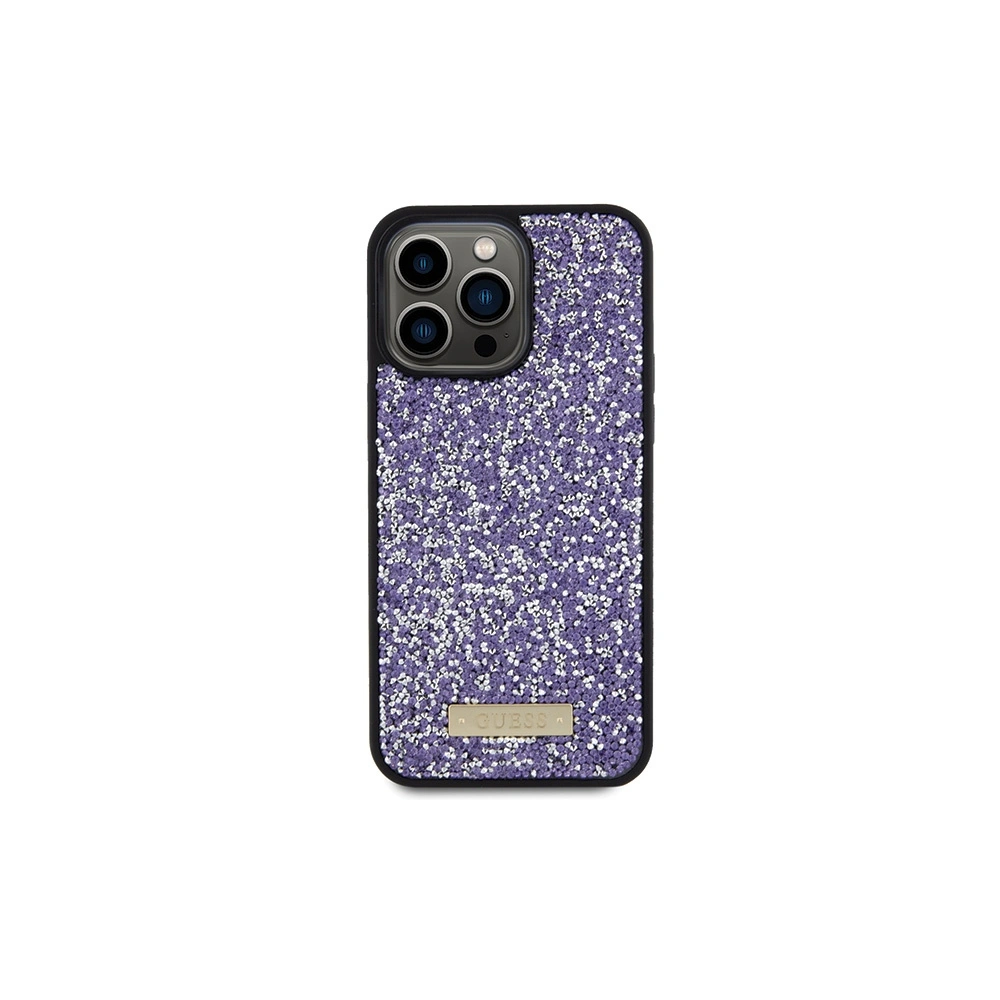 Etui Guess GUHCP15XPFGSBSP Apple iPhone 15 Pro Max hardcase Rhinestone Metal Logo fioletowy/purple