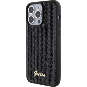 Buy Guess GUHCP15XPSFDGSK Apple iPhone 15 Pro Max hardcase Sequin Script Metal black - GUE2870 - {ean13} - Home Screen Store Europe