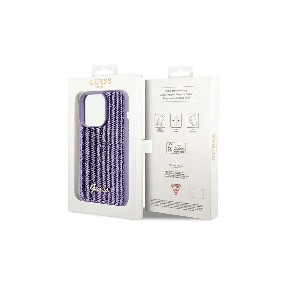 Etui Guess GUHCP15XPSFDGSU Apple iPhone 15 Pro Max hardcase Sequin Script Metal fioletowy/purple