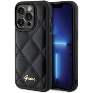 Buy Guess GUHCP15XPSQSQSK Apple iPhone 15 Pro Max hardcase Quilted Metal Logo black - GUE2873 - {ean13} - Home Screen Store Europe
