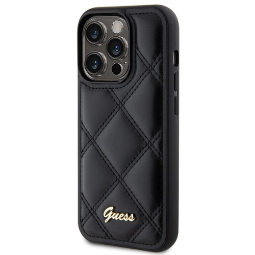 Buy Guess GUHCP15XPSQSQSK Apple iPhone 15 Pro Max hardcase Quilted Metal Logo black - GUE2873 - {ean13} - Home Screen Store Europe