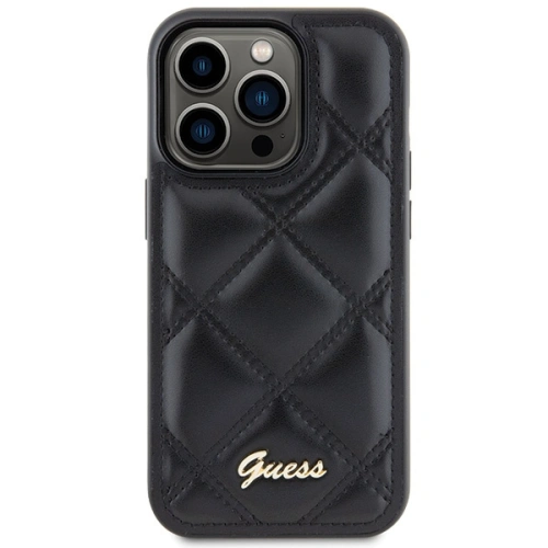 Buy Guess GUHCP15XPSQSQSK Apple iPhone 15 Pro Max hardcase Quilted Metal Logo black - GUE2873 - {ean13} - Home Screen Store Europe