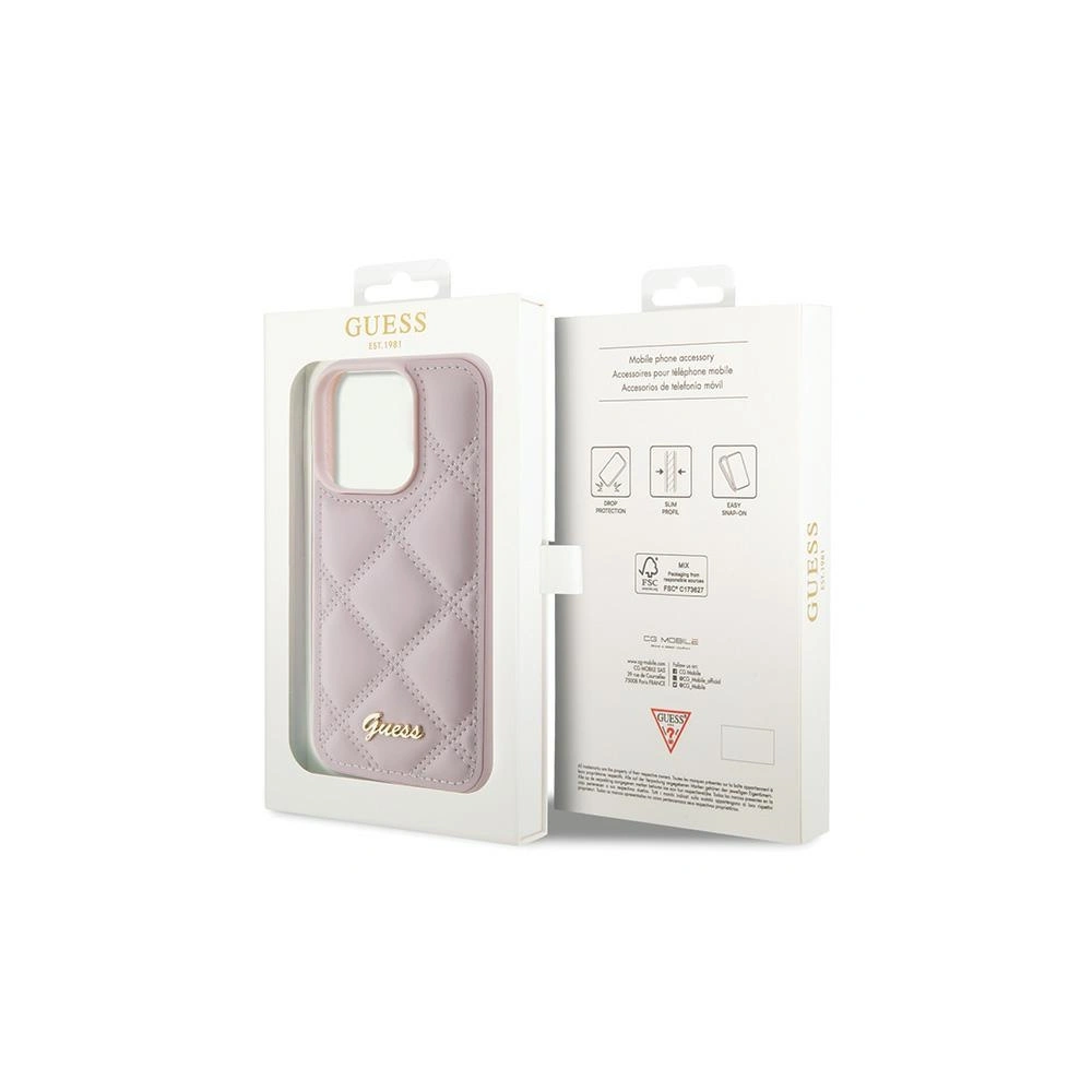 Etui Guess GUHCP15XPSQSQSP Apple iPhone 15 Pro Max hardcase Quilted Metal Logo różowy/pink