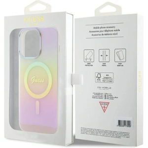 Etui Guess GUHMP15LHITSP Apple iPhone 15 Pro hardcase IML Iridescent MagSafe różowy/pink