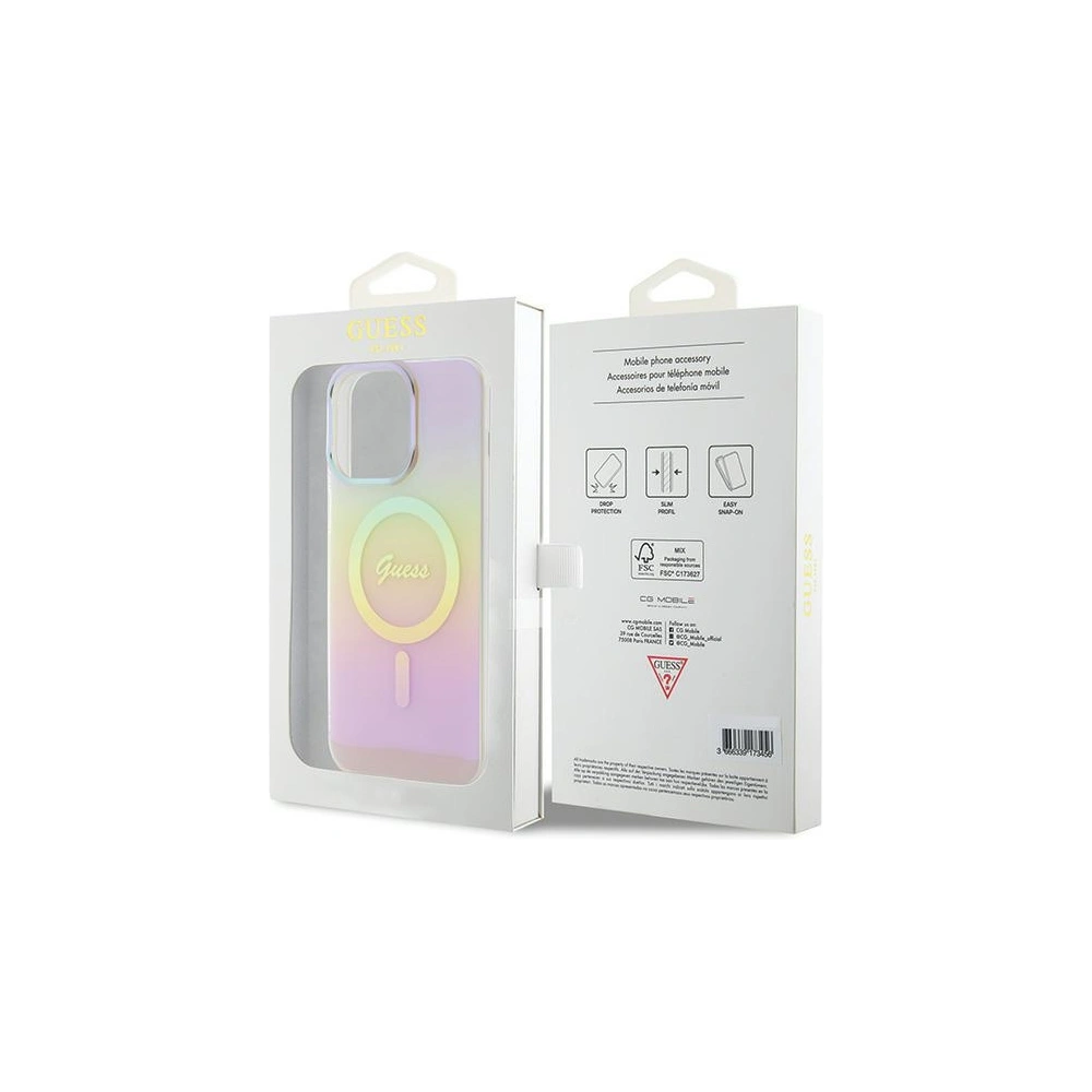 Etui Guess GUHMP15LHITSP Apple iPhone 15 Pro hardcase IML Iridescent MagSafe różowy/pink