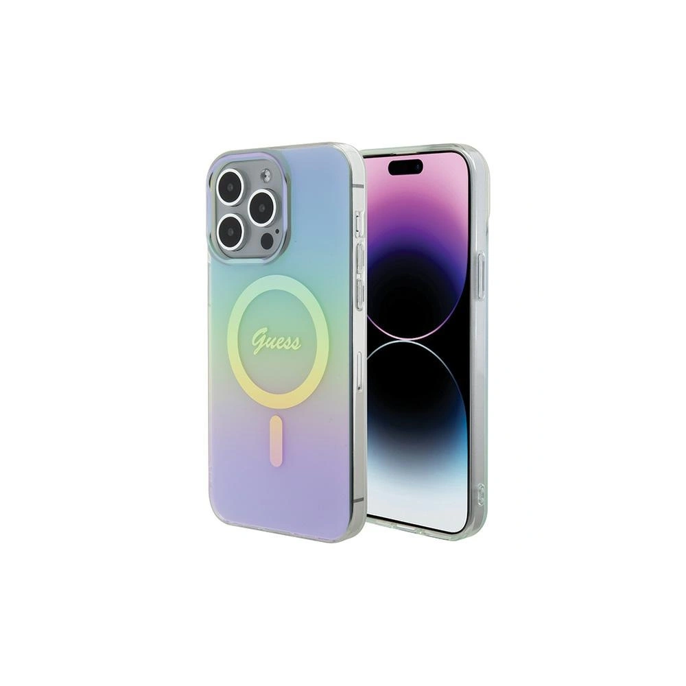 Etui Guess GUHMP15LHITSQ Apple iPhone 15 Pro hardcase IML Iridescent MagSafe turkusowy/turquoise