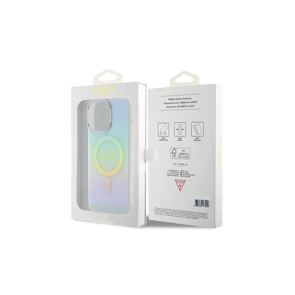 Etui Guess GUHMP15LHITSQ Apple iPhone 15 Pro hardcase IML Iridescent MagSafe turkusowy/turquoise