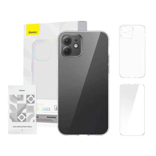 Kup Case Baseus Crystal Series Clear Apple iPhone 12 (transparent) + gehärtetes Glas + Reinigungsset - BSU4576 - {ean13} - Sklep Home Screen