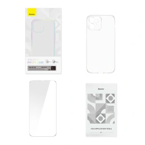Baseus Crystal Series Clear Apple iPhone 12 (clear) + tempered glass + cleaning set