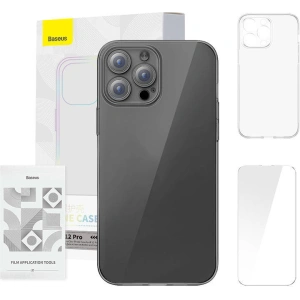 Etui Baseus Crystal Series Clear Apple iPhone 12 Pro (průhledné) + tvrzené sklo + čistící sada