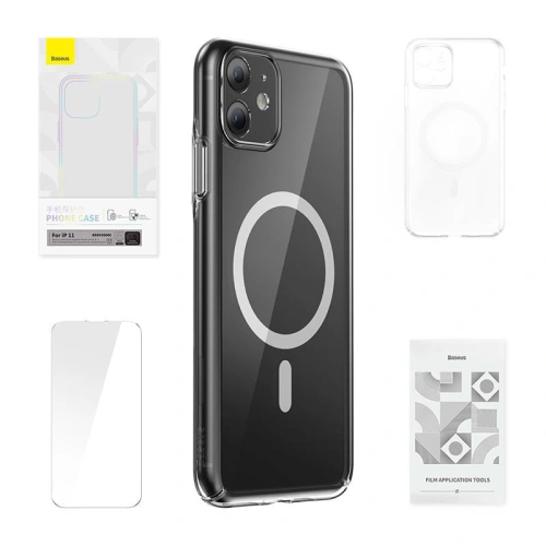 Kup Etui Baseus Magnetic Crystal Clear Apple iPhone 11 (przeźroczyste) + szkło hartowane + zestaw czyszczący - BSU4579 - {ean13} - Sklep Home Screen