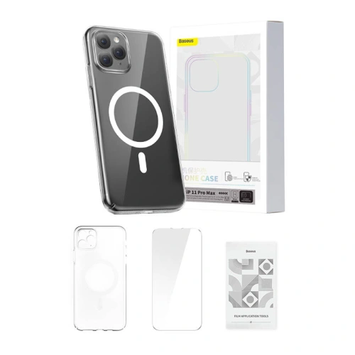 Kup Case Baseus Magnetic Crystal Clear Apple iPhone 11 Pro Max (transparent) + gehärtetes Glas + Reinigungssatz - BSU4580 - {ean13} - Sklep Home Screen