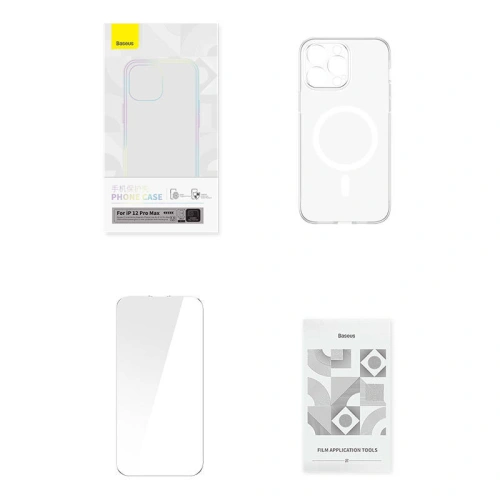 Kup Etui Baseus Magnetic Crystal Clear Apple iPhone 12 Pro Max (przeźroczyste) + szkło hartowane + zestaw czyszczący - BSU4581 - {ean13} - Sklep Home Screen