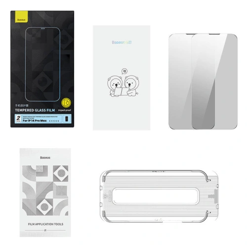 Kup Gehärtetes Glas privatisierend Baseus Crystal Series Apple iPhone 14 Pro Max (2 Stk.) + Reinigungsset + Installationsset - BSU4589 - {ean13} - Sklep Home Screen