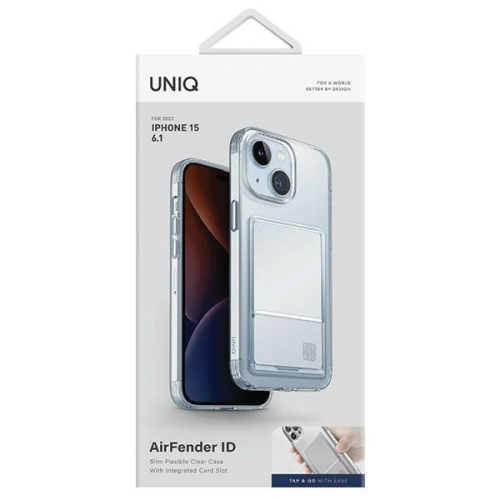 Kup Etui UNIQ Air Fender ID Apple iPhone 15 s přihrádkou na karty, nahé transparentní - UNIQ951 - {ean13} - Sklep Home Screen