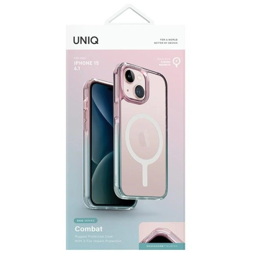 Kup Etui UNIQ Combat Duo Apple iPhone 15 MagClick Charging kék-rózsaszín/pasztell égkék-por rózsaszín - UNIQ957 - {ean13} - Sklep Home Screen
