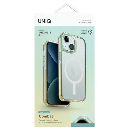 Kup Etui UNIQ Combat Duo Apple iPhone 15 MagClick Charging zielono-żółty/sea green-soft yellow - UNIQ958 - {ean13} - Sklep Home Screen