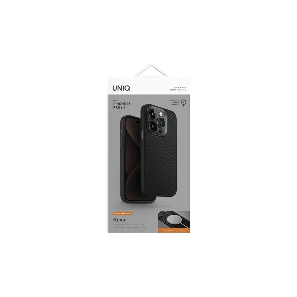 Etui UNIQ Keva Apple iPhone 15 Pro MagClick Charging czarny/carbon black