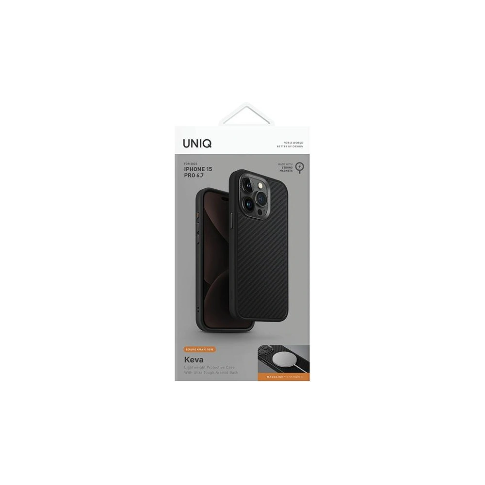 Etui UNIQ Keva Apple iPhone 15 Pro Max MagClick Charging czarny/carbon black