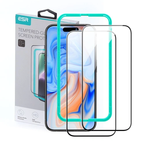 Kup ESR Apple Sticlă temperată iPhone 15 Pro Max negru [2 PACK] - ESR732 - {ean13} - Sklep Home Screen