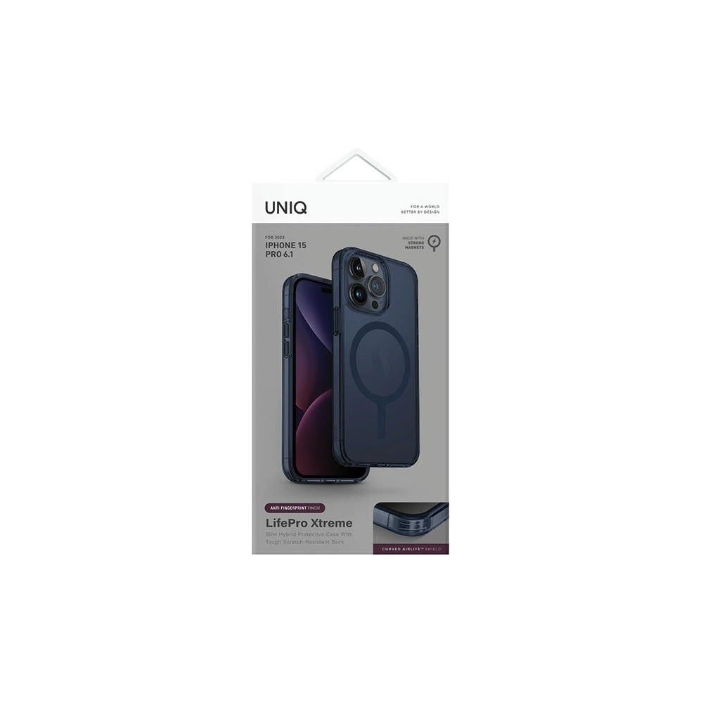 Etui UNIQ LifePro Xtreme Apple iPhone 15 Pro MagClick Charging ciemnoniebieski/smoke blue