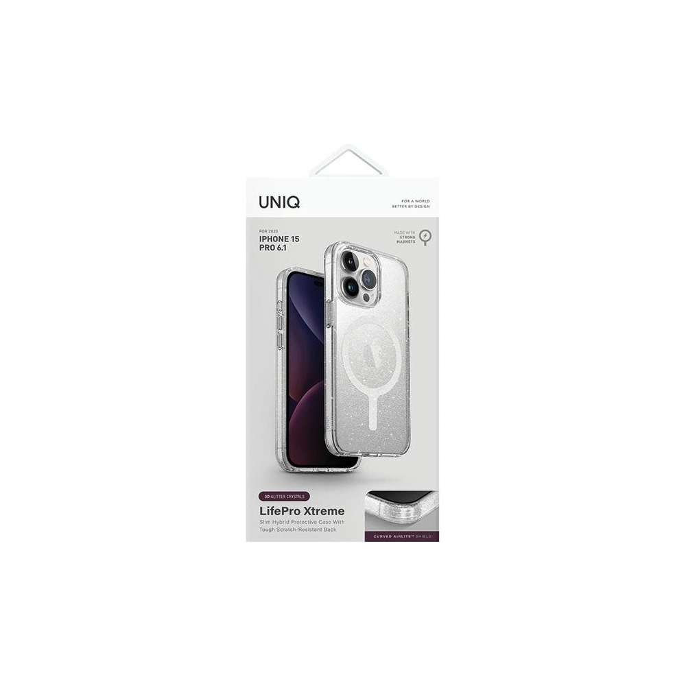 Etui UNIQ LifePro Xtreme Apple iPhone 15 Pro MagClick Charging przezroczysty/tinsel lucent