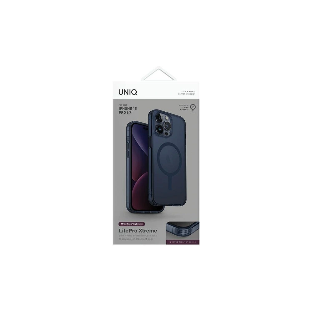 Etui UNIQ LifePro Xtreme Apple iPhone 15 Pro Max MagClick Charging ciemnoniebieski/smoke blue