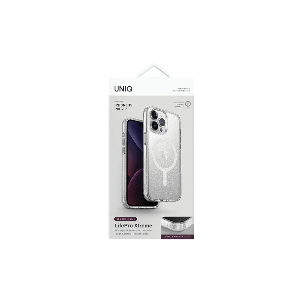 Etui UNIQ LifePro Xtreme Apple iPhone 15 Pro Max MagClick Charging przezroczysty/tinsel lucent