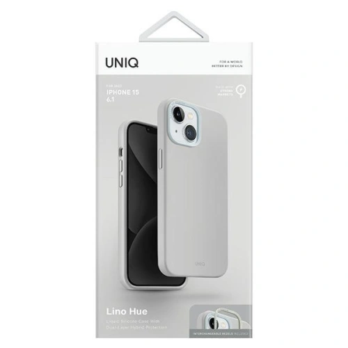 Kup Case UNIQ Lino Hue Apple iPhone 15 MagClick Charging hellgrau/chalk grey - UNIQ976 - {ean13} - Sklep Home Screen