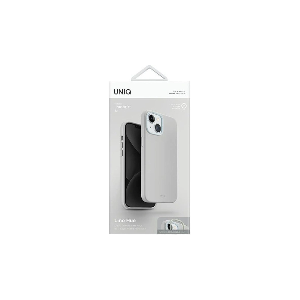 Etui UNIQ Lino Hue Apple iPhone 15 MagClick Charging jasnoszary/chalk grey