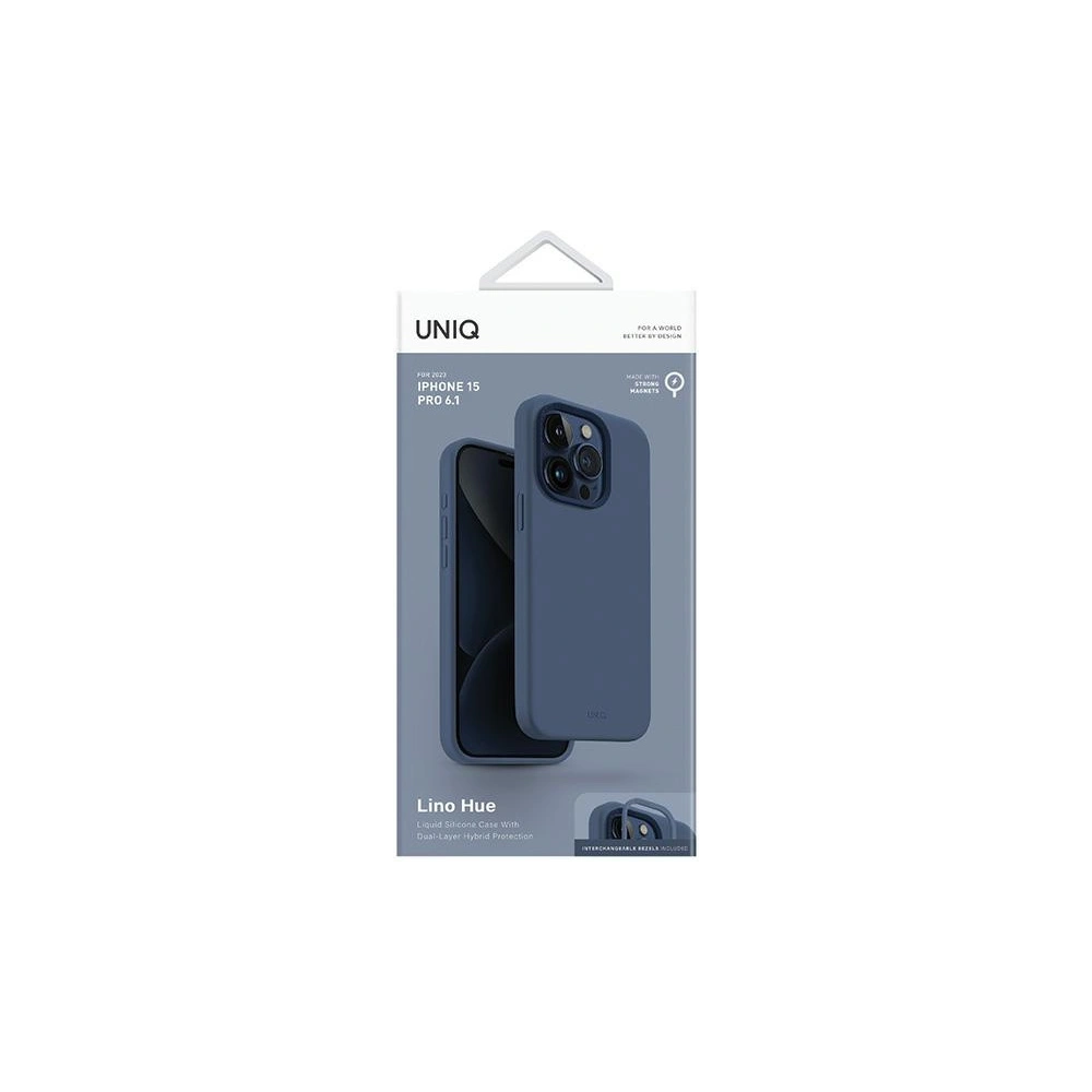 Etui UNIQ Lino Hue Apple iPhone 15 Pro MagClick Charging granatowy/navy blue