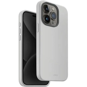 Etui UNIQ Lino Hue Apple iPhone 15 Pro MagClick Charging jasnoszary/chalk grey