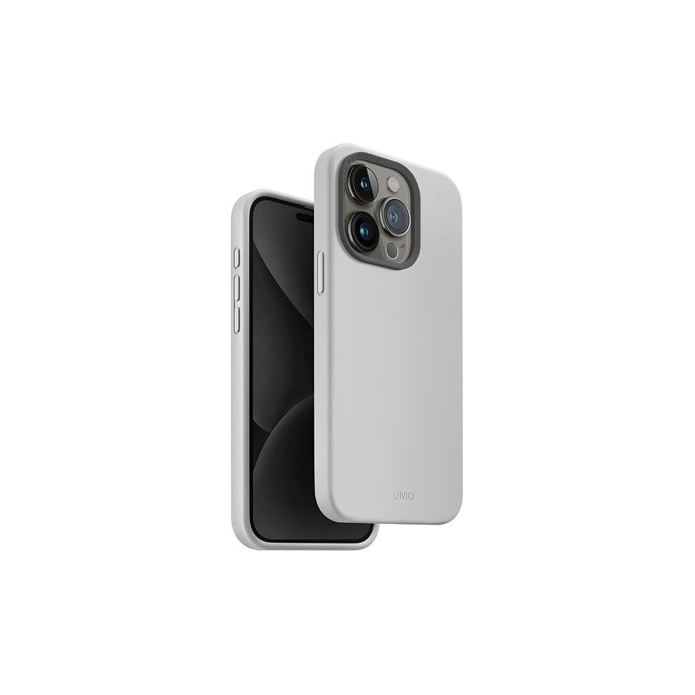 Etui UNIQ Lino Hue Apple iPhone 15 Pro MagClick Charging jasnoszary/chalk grey