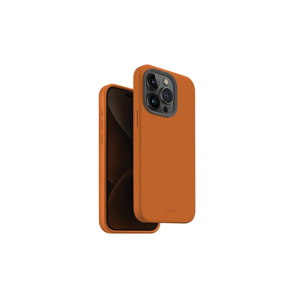 Etui UNIQ Lino Hue Apple iPhone 15 Pro MagClick Charging pomarańczowy/sunset orange