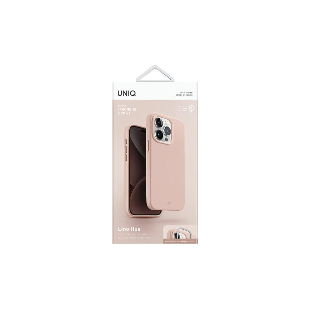 Etui UNIQ Lino Hue Apple iPhone 15 Pro MagClick Charging różowy/blush pink