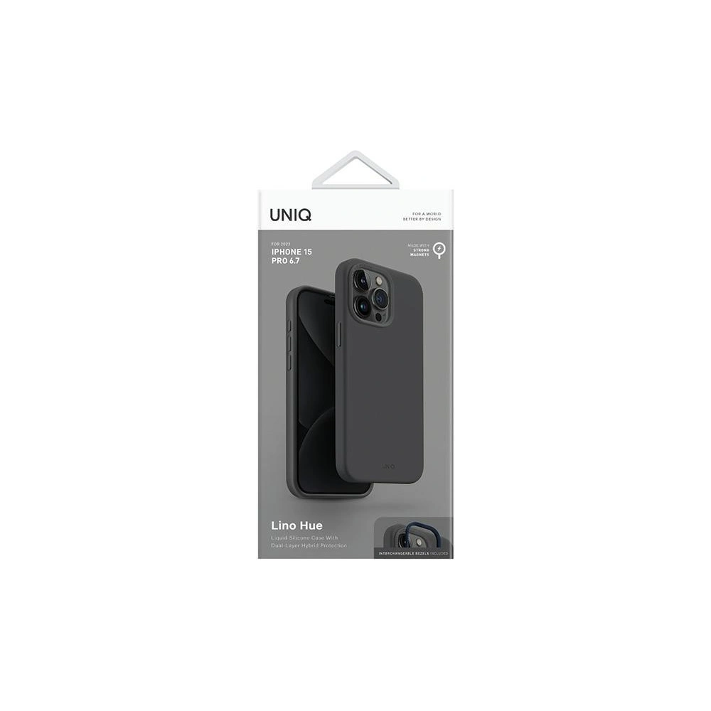 Etui UNIQ Lino Hue Apple iPhone 15 Pro Max MagClick Charging szary/charcoal grey