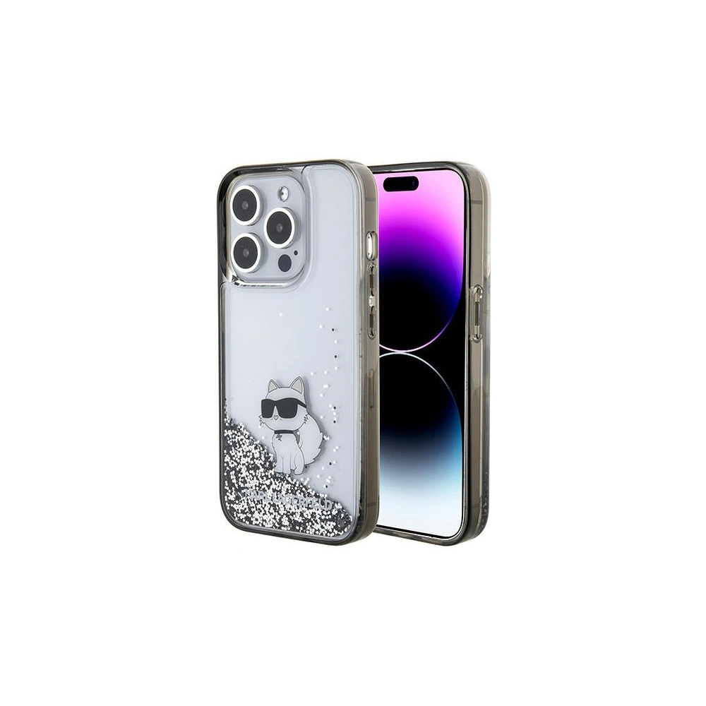 Etui Karl Lagerfeld KLHCP15LLKCNSK Apple iPhone 15 Pro hardcase Liquid Glitter Choupette transparent
