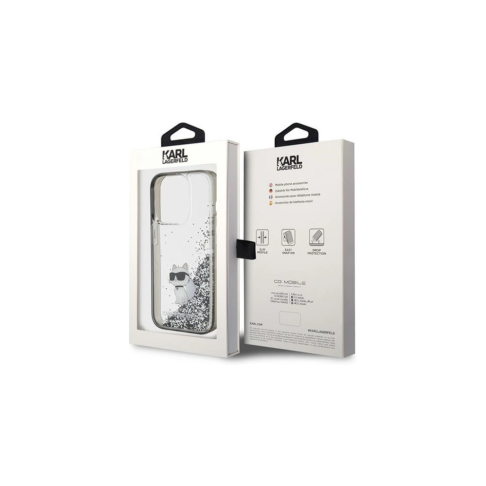 Etui Karl Lagerfeld KLHCP15LLKCNSK Apple iPhone 15 Pro hardcase Liquid Glitter Choupette transparent
