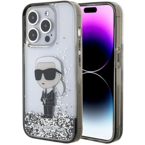 Etui Karl Lagerfeld KLHCP15LLKKNSK Apple iPhone 15 Pro hardcase Liquid Glitter Ikonik transparent
