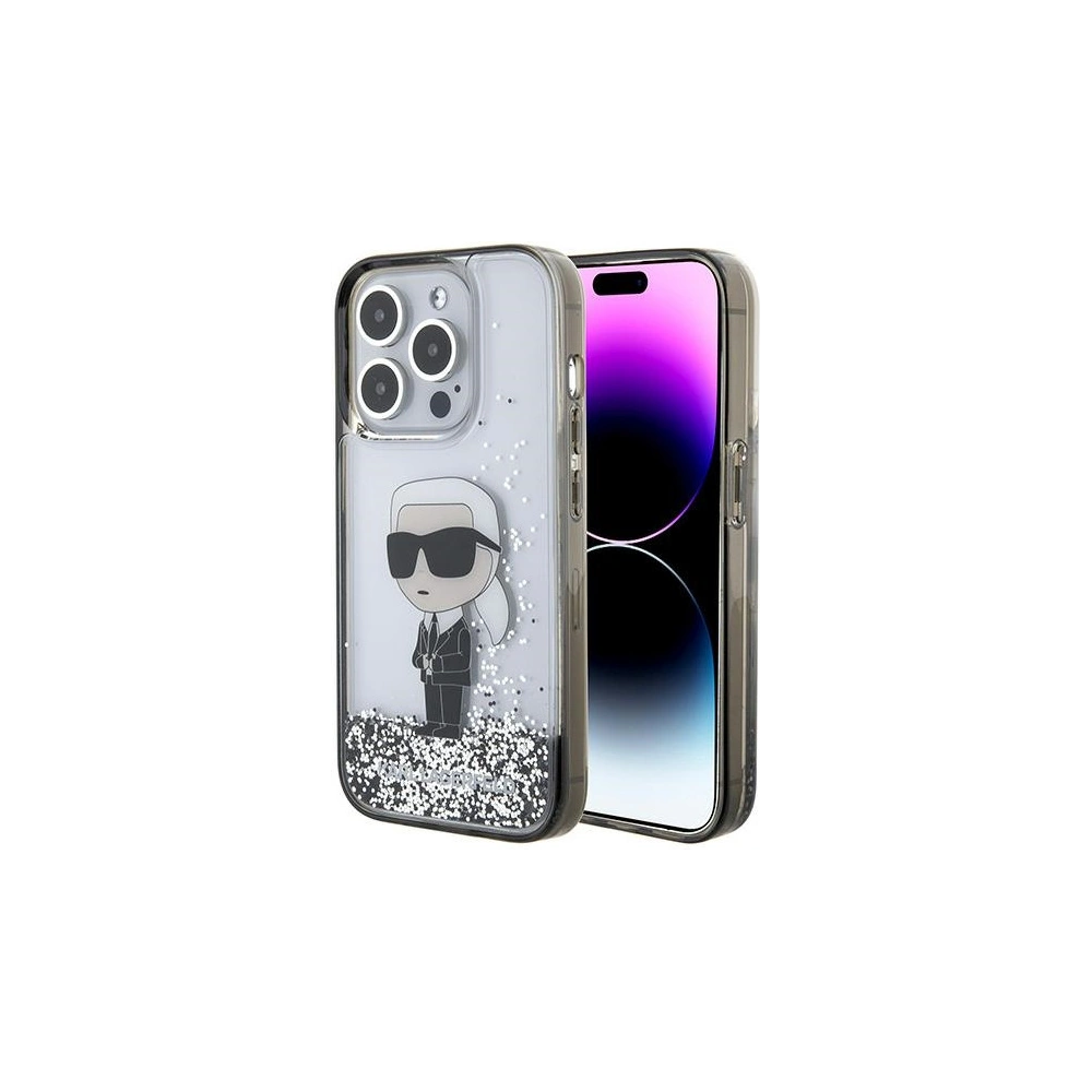 Etui Karl Lagerfeld KLHCP15LLKKNSK Apple iPhone 15 Pro hardcase Liquid Glitter Ikonik transparent