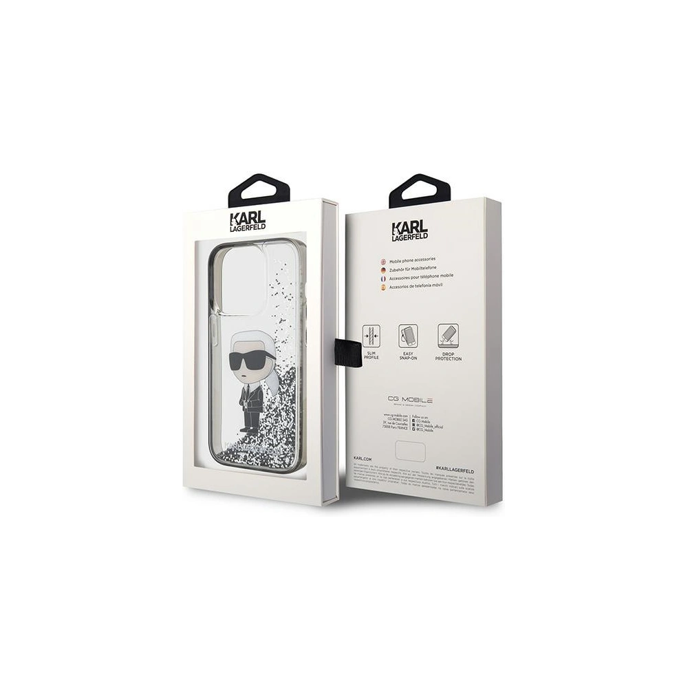 Etui Karl Lagerfeld KLHCP15LLKKNSK Apple iPhone 15 Pro hardcase Liquid Glitter Ikonik transparent