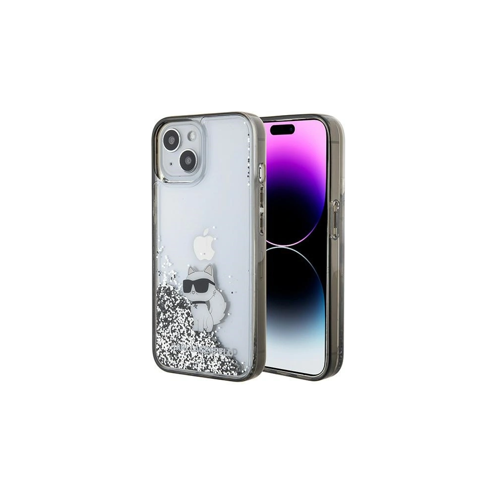 Etui Karl Lagerfeld KLHCP15SLKCNSK Apple iPhone 15 hardcase Liquid Glitter Choupette transparent