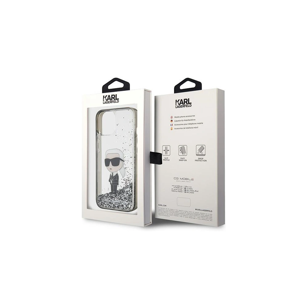 Etui Karl Lagerfeld KLHCP15SLKKNSK Apple iPhone 15 hardcase Liquid Glitter Ikonik transparent