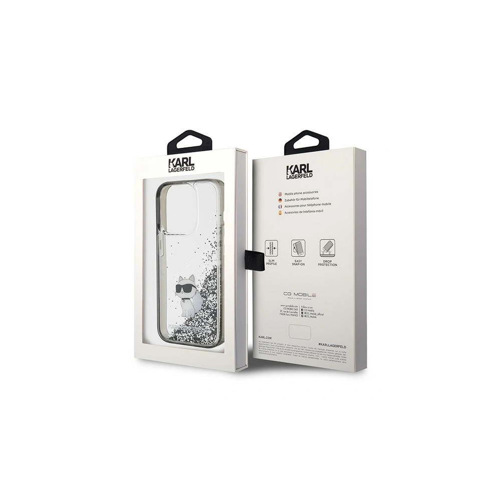 Etui Karl Lagerfeld KLHCP15XLKCNSK Apple iPhone 15 Pro Max hardcase Liquid Glitter Choupette transparent