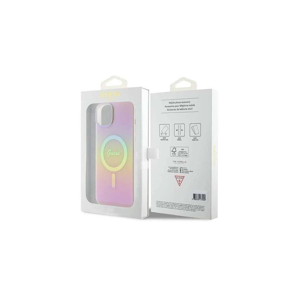 Etui Guess GUHMP15SHITSP Apple iPhone 15 hardcase IML Iridescent MagSafe różowy/pink