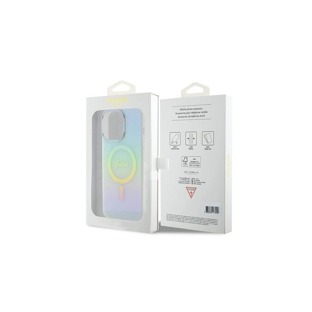 Etui Guess GUHMP15XHITSQ Apple iPhone 15 Pro Max hardcase IML Iridescent MagSafe turkusowy/turquoise