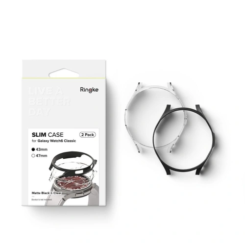Kup Ringke Samsung Carcasă Slim Galaxy Watch 6 Classic 43mm transparentă și neagră [2 PACK] - RGK1832 - {ean13} - Sklep Home Screen