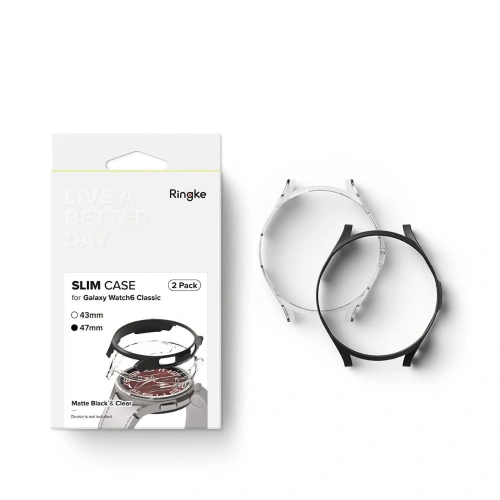 Buy Ringke Slim Samsung Galaxy Watch 6 Classic 47mm Clear & Black [2 PACK] - RGK1833 - {ean13} - Home Screen Store Europe