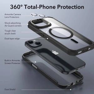 ESR Apple Carcasă Armor Tough Kickstand HaloLock MagSafe iPhone 15 transparent/negru